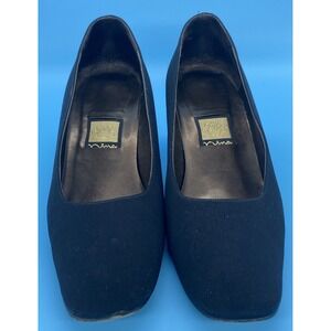 Nina black suede block heels size 8 genuine leather sole